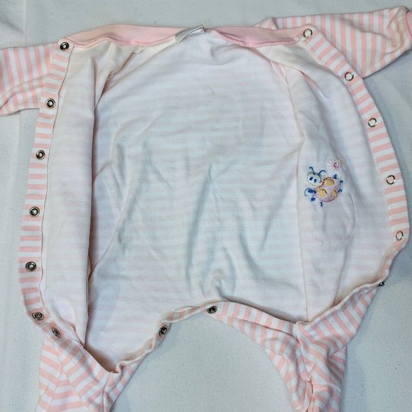 Vintage Carter’s Baby Girl 3-6 Month Striped Ladybug Footed Outfit Y2K - Picture 7 of 12